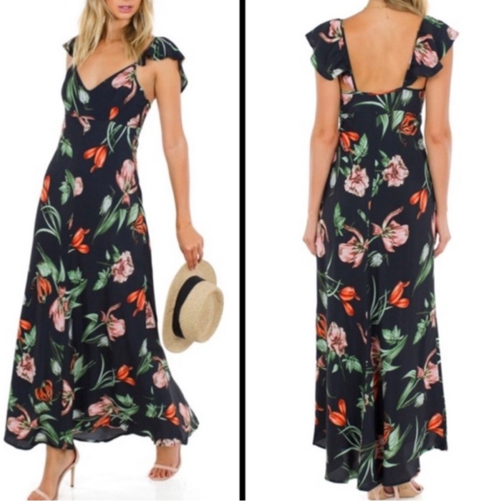 ASTR Florentina Flutter-Sleeve Floral Maxi Dress - Picture 2 of 10